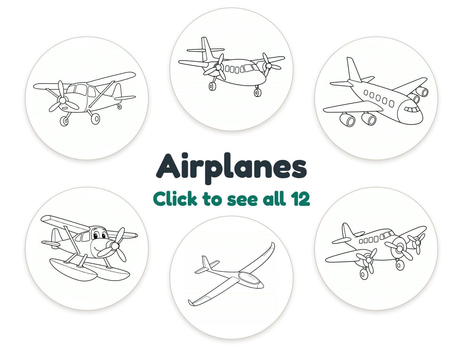 Preview of 12 Airplanes nightlight coloring pictures