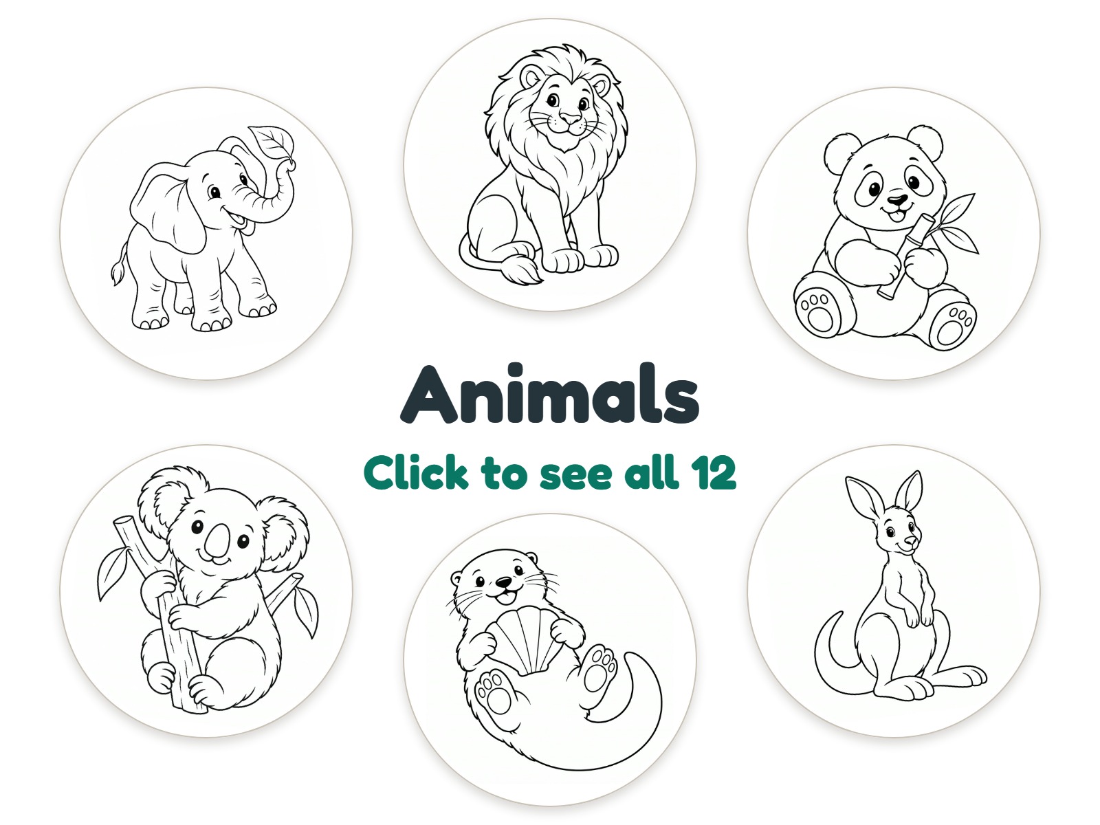 Preview of 12 Animals nightlight coloring pictures