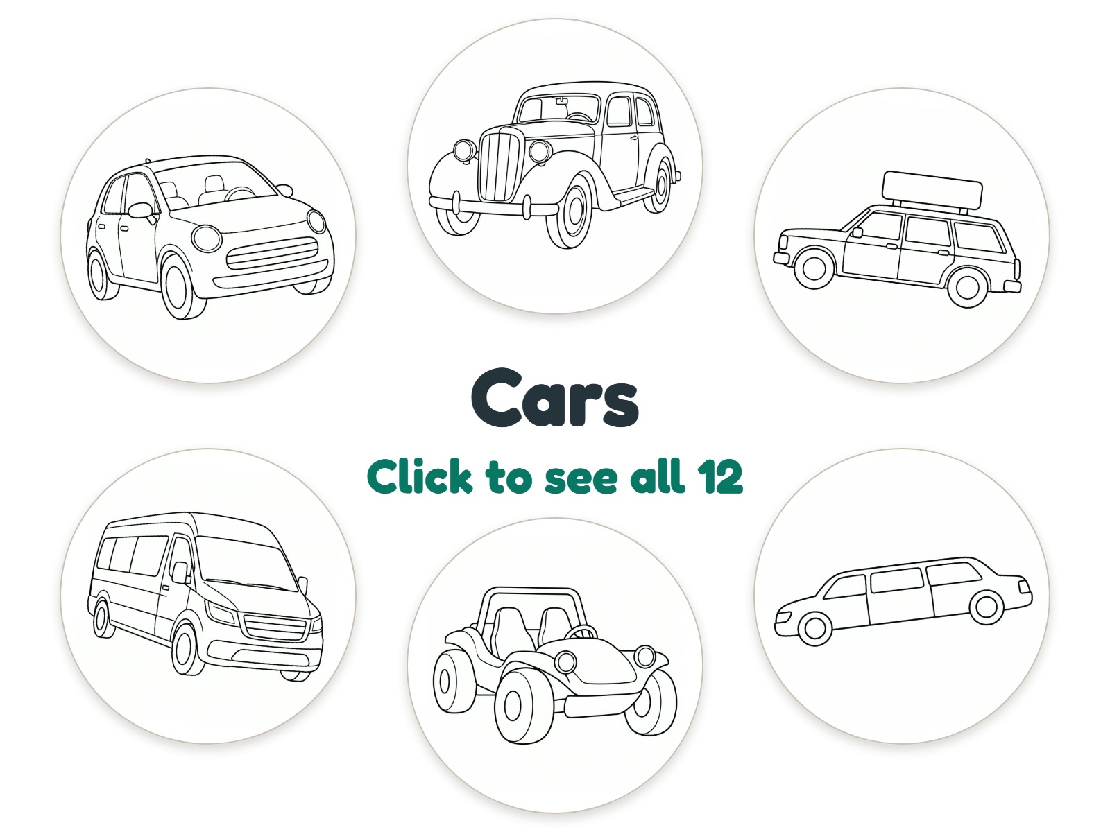 Preview of 12 Cars nightlight coloring pictures