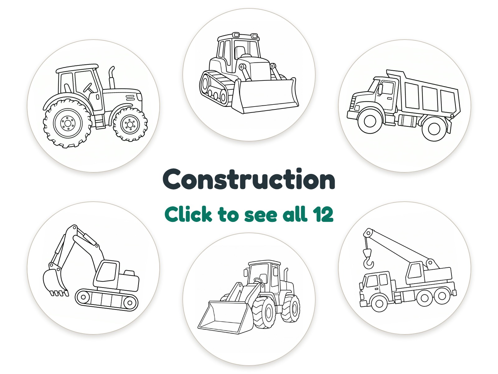 Preview of 12 Construction Vehicles nightlight coloring pictures