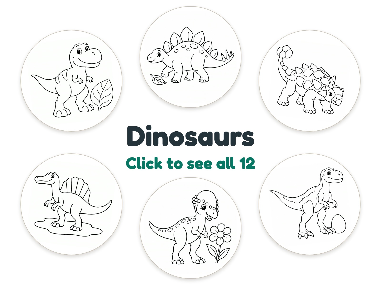 Preview of 12 Dinosaurs nightlight coloring pictures