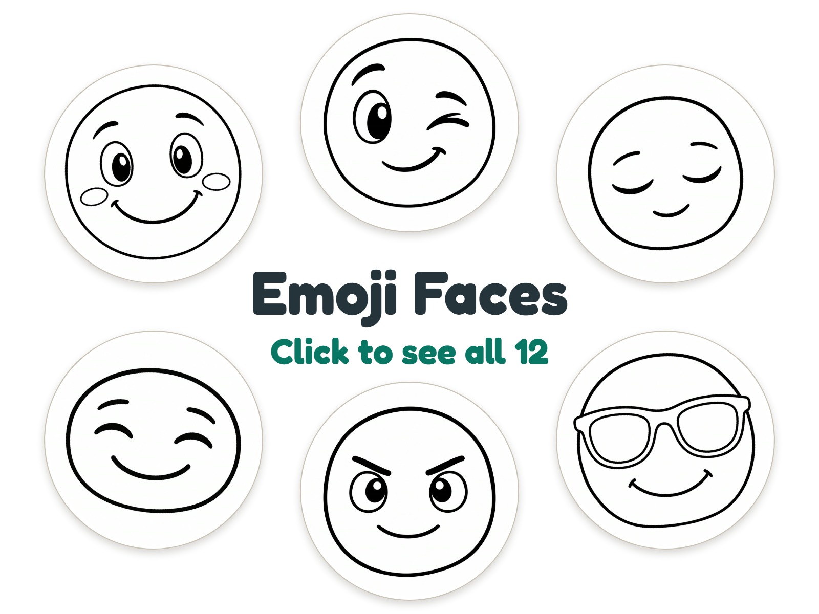 Preview of 12 Emoji Faces nightlight coloring pictures