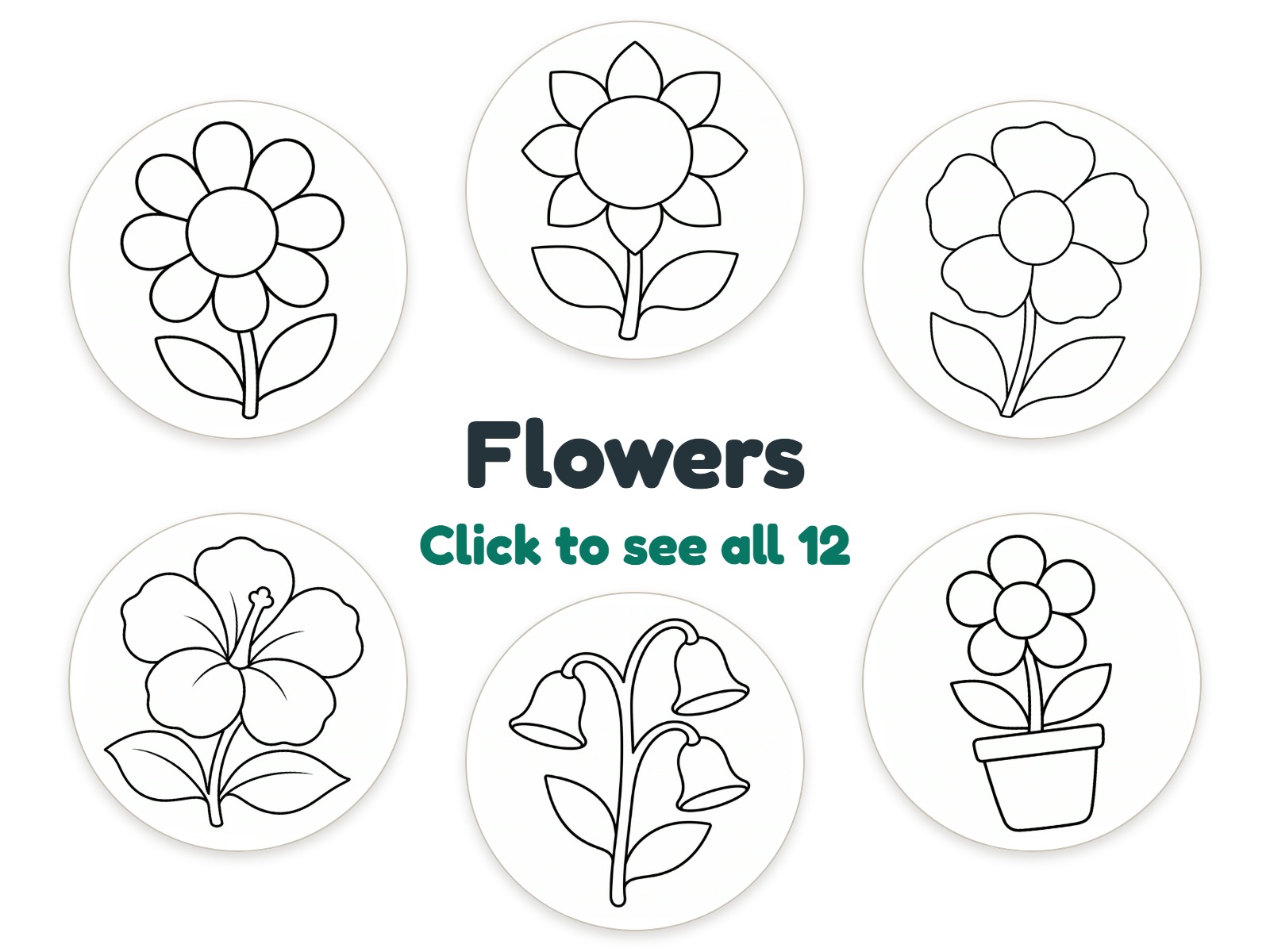 Preview of 12 Flowers nightlight coloring pictures