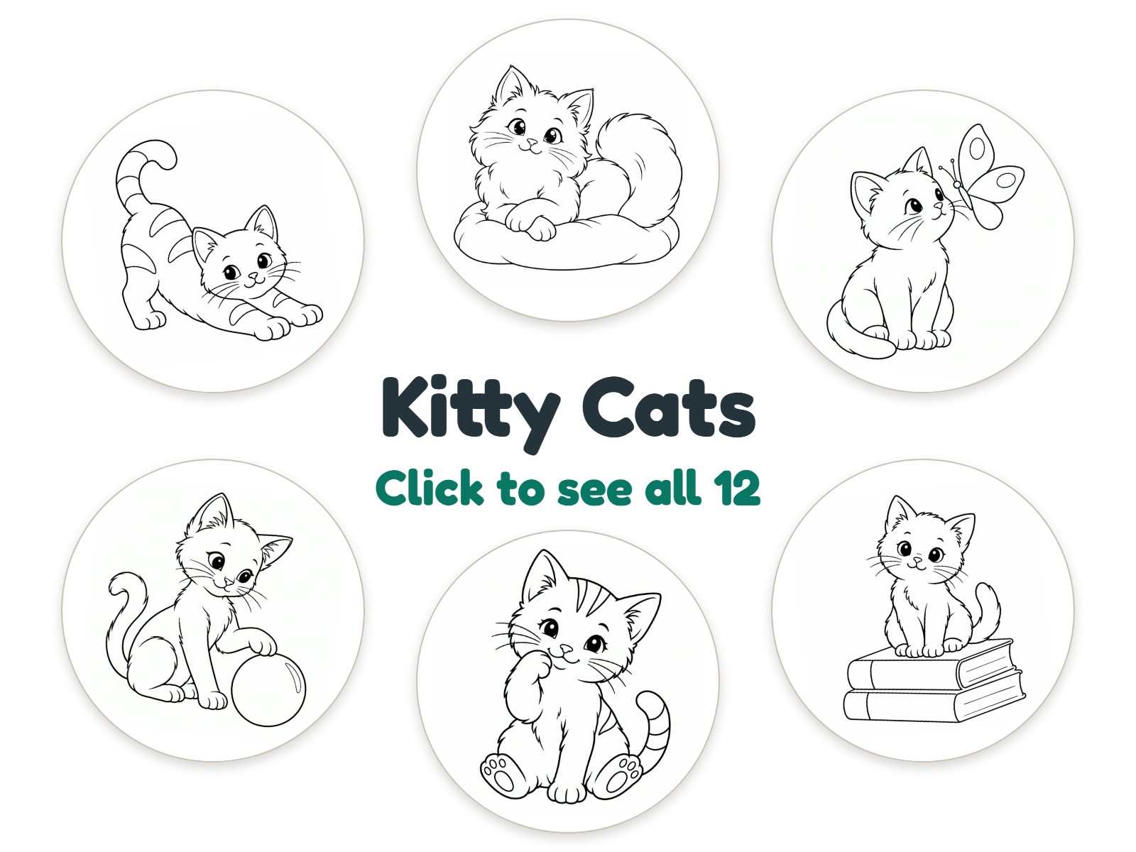 Preview of 12 Kitty Cats nightlight coloring pictures