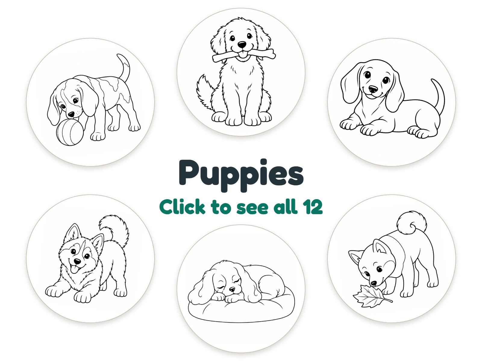 Preview of 12 Puppies nightlight coloring pictures