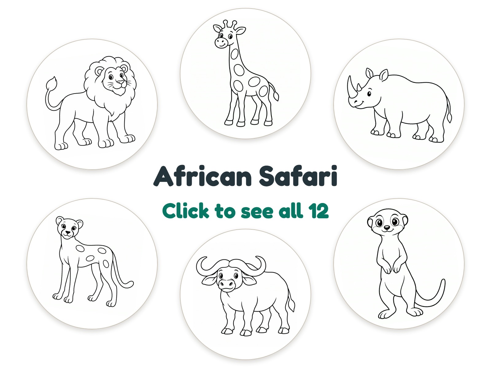 Preview of 12 African Safari nightlight coloring pictures